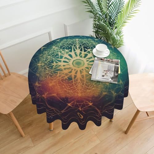 Runde Tischdecken, wasserdicht, flecken- und knitterfrei, kreisförmig, Motiv: Baum des Lebens, dekorative Bauernhaus-Tischdecke für Picknick, Party, Esszimmer, Zuhause, Innen- und Außenbereich Runde Tischdecken, wasserdicht, flecken- und knitterfrei, kreisförmig, Motiv: Baum des Lebens, dekorative Bauernhaus-Tischdecke für Picknick, Party, Esszimmer, Zuhause, Innen- und Außenbereich von KLLTYHMU