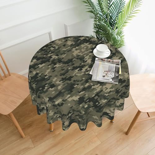 Runde Tischdecken, wasserdicht, flecken- und knitterfrei, rund, Militärholz, Camouflage, dekorative Bauernhaus-Tischdecke für Picknick, Party, Esszimmer, Zuhause, Innen- und Außenbereich Runde Tischdecken, wasserdicht, flecken- und knitterfrei, rund, Militärholz, Camouflage, dekorative Bauernhaus-Tischdecke für Picknick, Party, Esszimmer, Zuhause, Innen- und Außenbereich von KLLTYHMU