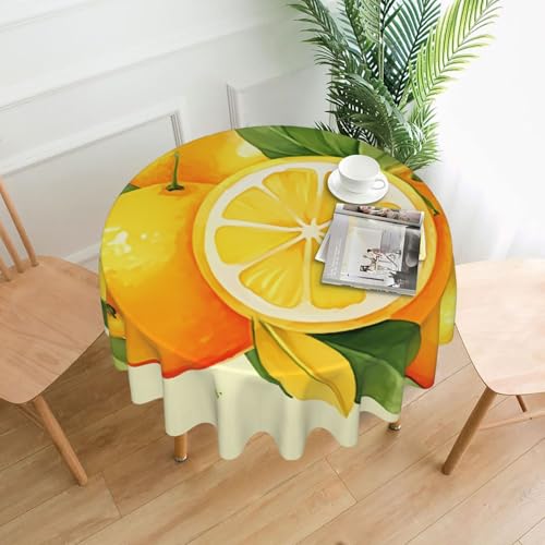 Runde Tischdecken, wasserdicht, flecken- und knitterfrei, runde Tischdecke, Aquarell, Zitrone, Obst, dekorative Bauernhaus-Tischdecke für Picknick, Party, Esszimmer, Zuhause, Innen- und Außenbereich Runde Tischdecken, wasserdicht, flecken- und knitterfrei, runde Tischdecke, Aquarell, Zitrone, Obst, dekorative Bauernhaus-Tischdecke für Picknick, Party, Esszimmer, Zuhause, Innen- und Außenbereich von KLLTYHMU