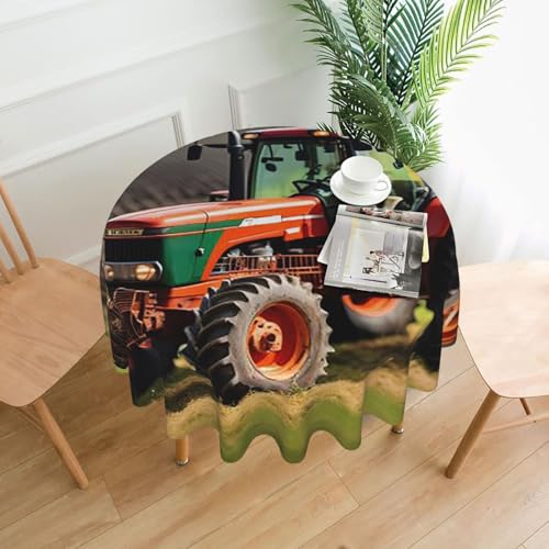 Runde Tischdecken, wasserdicht, flecken- und knitterfrei, runde Tischdecke, Bauernhof-Traktoren, dekorative Bauernhaus-Tischdecke für Picknick, Party, Esszimmer, Zuhause, Innen- und Außenbereich Runde Tischdecken, wasserdicht, flecken- und knitterfrei, runde Tischdecke, Bauernhof-Traktoren, dekorative Bauernhaus-Tischdecke für Picknick, Party, Esszimmer, Zuhause, Innen- und Außenbereich von KLLTYHMU