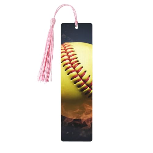 Softball-Lesezeichen aus Holz für Buchliebhaber, DIY-Lesezeichen mit bunten Quasten, Holz-Geschenkanhänger, Etiketten, rechteckiges Lesezeichen, Ornamente, ungewöhnliches Geschenk für Männer und Softball-Lesezeichen aus Holz für Buchliebhaber, DIY-Lesezeichen mit bunten Quasten, Holz-Geschenkanhänger, Etiketten, rechteckiges Lesezeichen, Ornamente, ungewöhnliches Geschenk für Männer und von KLLTYHMU