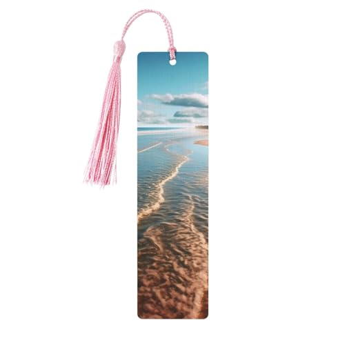 Strand-Lesezeichen aus Holz für Buchliebhaber, DIY-Holzhandwerk, Lesezeichen, Holzanhänger zum Aufhängen mit bunten Quasten, Holzanhänger, Etiketten, Ornamente, ungewöhnliches Geschenk für Männer und von KLLTYHMU