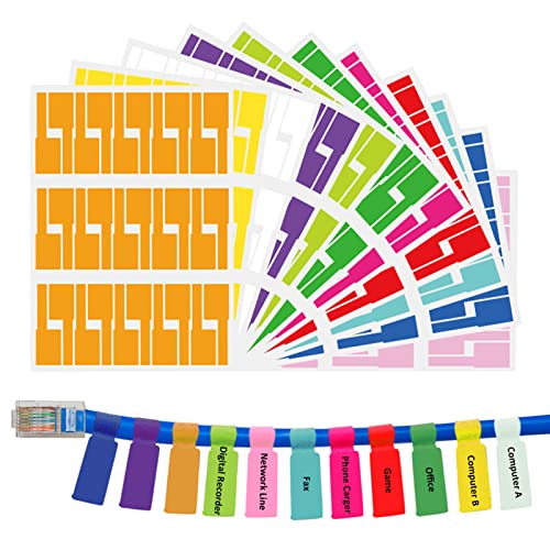 330 Pcs Kabelbeschriftung, Etiketten Selbstklebend A4, Kabelschilder Wasserdich Reißfest Kabel beschriftung, Geeignet für Laserdrucker, 11 Colors 11 Sheets von KLOP256