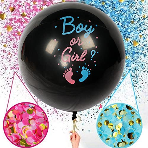 2 Stück Gender Reveal Ballon 91 cm Luftballon Boy or Girl, Geschlechter Offenbaren Latexballon mit Konfetti Rosa Blau Füllung Unterscheiden Jungen Mädchen Ballon Baby Shower Party(XXL) von KLOP256