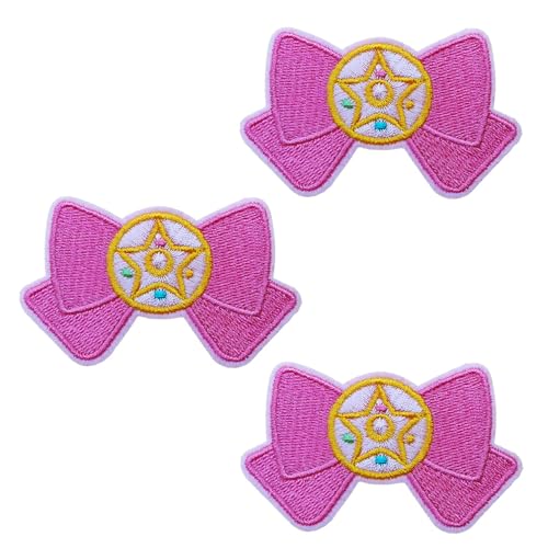KLORIZ 3 Stück Mädchen Spieluhr bestickte Aufnäher zum Aufbügeln Cartoon Magic Make-up Fall Stoff Kleidung Applikation von KLORIZ