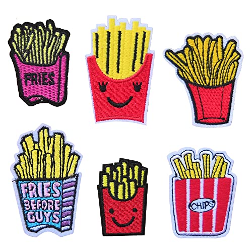 KLORIZ 6 Stück Pommes Frites Patch Food Sneak bestickt zum Aufbügeln auf Stoff Applikation von KLORIZ