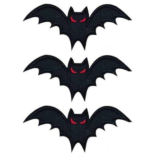 KLORIZ Aufnäher zum Aufbügeln, Motiv: dunkle Tiere, Fledermaus, bestickt, Vampir, Horror, Urlaub, Jacke, Biker, Weste, Kleidung, Stoff, Abzeichen zum Selbermachen, 3 Stück KLORIZ Aufnäher zum Aufbügeln, Motiv: dunkle Tiere, Fledermaus, bestickt, Vampir, Horror, Urlaub, Jacke, Biker, Weste, Kleidung, Stoff, Abzeichen zum Selbermachen, 3 Stück von KLORIZ