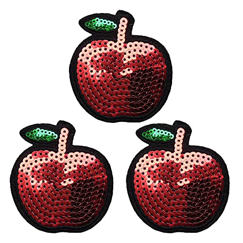 KLORIZ Aufnäher zum Aufbügeln, Motiv: süße Früchte, Pailletten, Rot, 3 Stück KLORIZ Aufnäher zum Aufbügeln, Motiv: süße Früchte, Pailletten, Rot, 3 Stück von KLORIZ