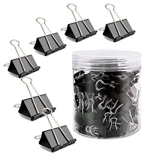 KLOUZE 100 Stück Foldback Klammern Set, Foldback Klammern 25mm Schwarze Binder Clips Metall Klammer für Büro Schul Brief Büroklammer Bürobedarf KLOUZE 100 Stück Foldback Klammern Set, Foldback Klammern 25mm Schwarze Binder Clips Metall Klammer für Büro Schul Brief Büroklammer Bürobedarf von KLOUZE