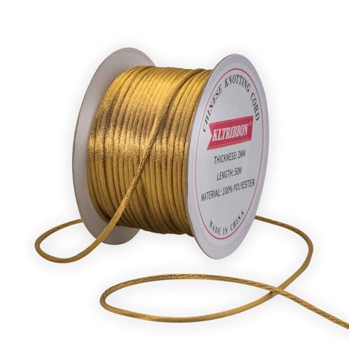 KLTRIBBON 2 mm Rattail-Kordel Goldschnur – 50 m chinesisches Knotenseil, Rattenschwanz, Seidenfaden für Armband, Halskette, Schmuckherstellung, Makramee-Besatz KLTRIBBON 2 mm Rattail-Kordel Goldschnur – 50 m chinesisches Knotenseil, Rattenschwanz, Seidenfaden für Armband, Halskette, Schmuckherstellung, Makramee-Besatz von KLTRIBBON