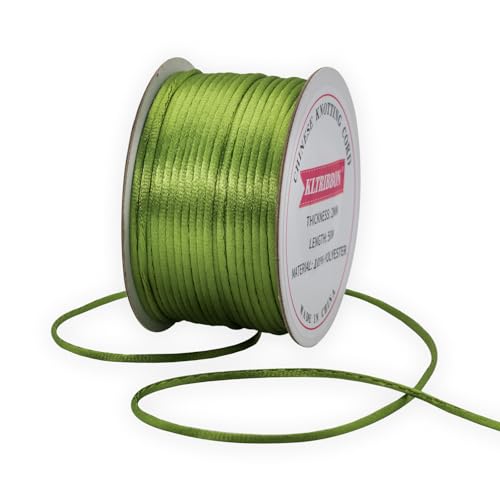 KLTRIBBON 2 mm Rattail-Kordel moosgrüne Schnur – 50 m chinesisches Knotenseil, Rattenschwanz, Seidenschnur für Armband, Halskette, Schmuckherstellung, Makramee-Besatz KLTRIBBON 2 mm Rattail-Kordel moosgrüne Schnur – 50 m chinesisches Knotenseil, Rattenschwanz, Seidenschnur für Armband, Halskette, Schmuckherstellung, Makramee-Besatz von KLTRIBBON