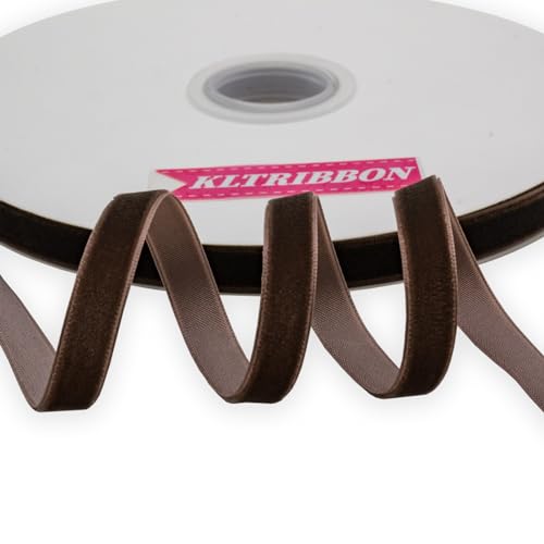 KLTRIBBON Nylon-Samtband, 1,9 cm x 22,7 m, Schleifenband, Stoffband für Geschenkverpackungen, Geschenkschleife, Blumen, Haar-Accessoires, Basteln, Nähen, Hochzeitsdekoration (braun) von KLTRIBBON