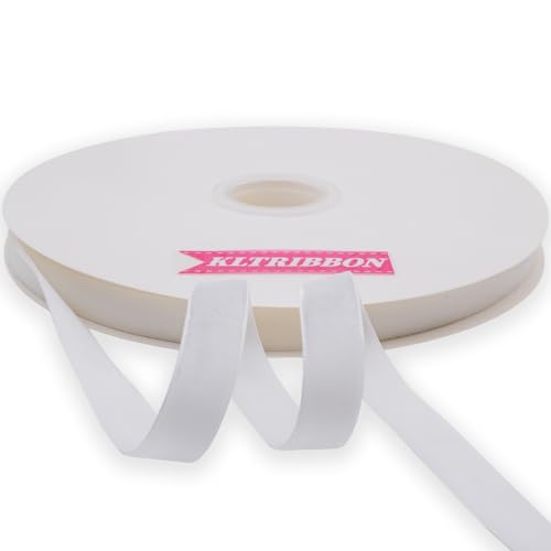 KLTRIBBON Nylon-Samtband, einseitig, 1,6 cm x 22,7 m Spule (weiß) von KLTRIBBON