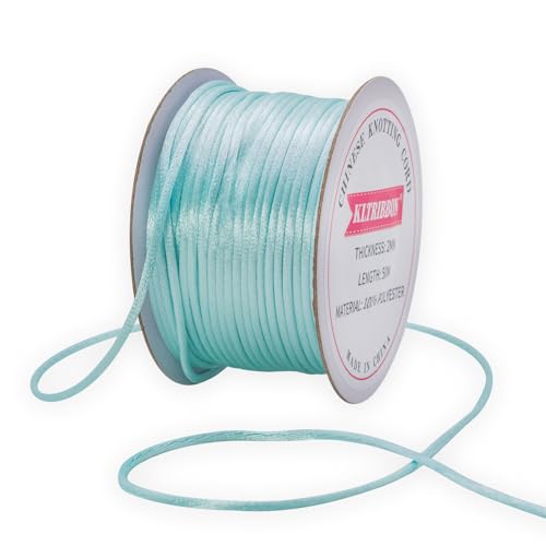 KLTRIBBON Satin-Rattail-Kordel für Schmuckherstellung, Armbänder, Halsketten, Perlenfaden, Makramee, Kumihimo, chinesischer Knoten, 2 mm, 50 m KLTRIBBON Satin-Rattail-Kordel für Schmuckherstellung, Armbänder, Halsketten, Perlenfaden, Makramee, Kumihimo, chinesischer Knoten, 2 mm, 50 m von KLTRIBBON