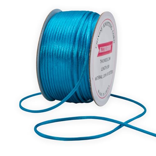 KLTRIBBON Satin-Rattail-Kordel für Schmuckherstellung, Armbänder, Halsketten, Perlenfaden, Makramee, Kumihimo, chinesischer Knoten, 50 m, Ozeanblau, 2 mm KLTRIBBON Satin-Rattail-Kordel für Schmuckherstellung, Armbänder, Halsketten, Perlenfaden, Makramee, Kumihimo, chinesischer Knoten, 50 m, Ozeanblau, 2 mm von KLTRIBBON