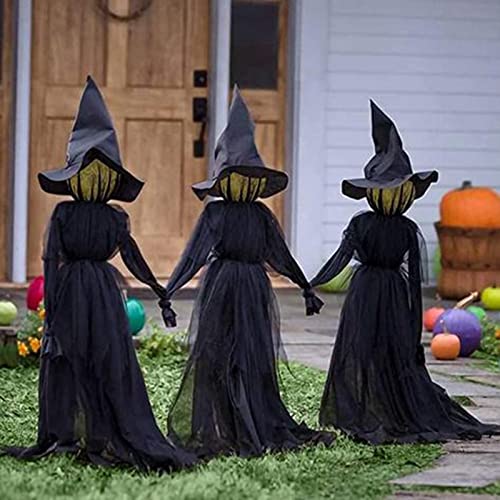 KLUFO 3-teiliges Halloween-Dekorations-Set, leuchten Händchen halten schreiende Hexen glühende Menschen, die Händchen halten Hexenhaus Hof Gartenparty Halloween-Dekor von KLUFO