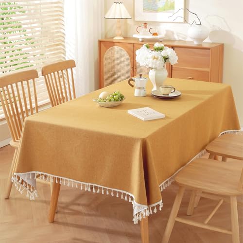 KLUOT Tischdecke 100 x 140 cm Gelb Baumwoll-Leinen Quaste Tischdecken Dauerhaft Kratzfest Tischtuch zur Verbesserung der Essatmosphäre im Innen- und Außenbereich KLUOT Tischdecke 100 x 140 cm Gelb Baumwoll-Leinen Quaste Tischdecken Dauerhaft Kratzfest Tischtuch zur Verbesserung der Essatmosphäre im Innen- und Außenbereich von KLUOT