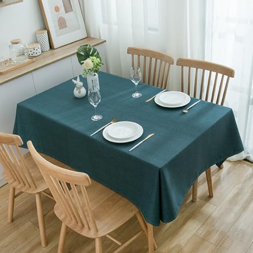 KLUOT Tischdecke 100 x 160 cm Baumwoll-Leinen Tischdecken Rechteckige Staubdicht Tischtuch Hussen stehtische für Party Home Küche Dekoration Dunkelblau von KLUOT