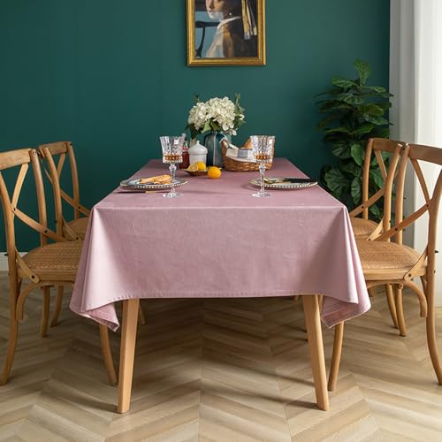 KLUOT Tischdecke 100 x 160 cm Fleece Tischdecken Rechteckige Abwaschbare Tischtuch Konferenztischdecke für Küche Esstisch Dekoration Rosa von KLUOT