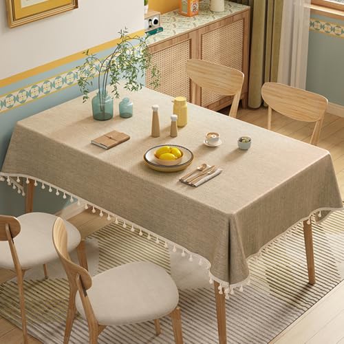 KLUOT Tischdecke 130x200cm Wasserabweisend Quaste Kitchen Polyester Tischdecken - In der Maschine waschbar - Ideal für Partys, Veranstaltungen, Hochzeiten und Restaurants von KLUOT