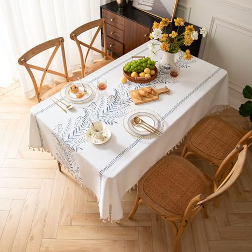 KLUOT Tischdecke 140 x 140 cm Blau Quaste Baumwolle und Leinen Tischtücher Abwaschbare Staubdicht Tablecloth, Tischdecken für Esstisch Wohnzimmer Picknick KLUOT Tischdecke 140 x 140 cm Blau Quaste Baumwolle und Leinen Tischtücher Abwaschbare Staubdicht Tablecloth, Tischdecken für Esstisch Wohnzimmer Picknick von KLUOT