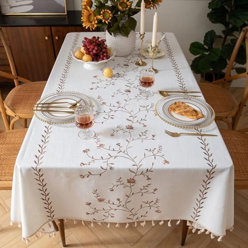 KLUOT Tischdecke 140 x 140 cm Kaffee Quaste Baumwolle und Leinen Tischtücher Abwaschbare Staubdicht Tablecloth, Tischdecken für Esstisch Wohnzimmer Picknick KLUOT Tischdecke 140 x 140 cm Kaffee Quaste Baumwolle und Leinen Tischtücher Abwaschbare Staubdicht Tablecloth, Tischdecken für Esstisch Wohnzimmer Picknick von KLUOT