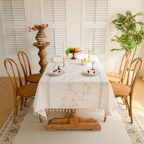 KLUOT Tischdecke 140 x 140 cm Rot Quaste Baumwolle und Leinen Tischtücher Abwaschbare Staubdicht Tablecloth, Tischdecken für Esstisch Wohnzimmer Picknick KLUOT Tischdecke 140 x 140 cm Rot Quaste Baumwolle und Leinen Tischtücher Abwaschbare Staubdicht Tablecloth, Tischdecken für Esstisch Wohnzimmer Picknick von KLUOT