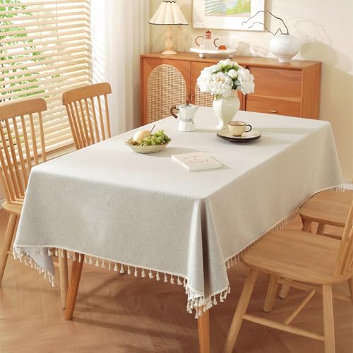 KLUOT Tischdecke 140 x 140 cm cremefarben Baumwoll-Leinen Quaste Tischdecken Bügelfreie Tischtuch zur Verbesserung der Essatmosphäre im Innen- und Außenbereich KLUOT Tischdecke 140 x 140 cm cremefarben Baumwoll-Leinen Quaste Tischdecken Bügelfreie Tischtuch zur Verbesserung der Essatmosphäre im Innen- und Außenbereich von KLUOT