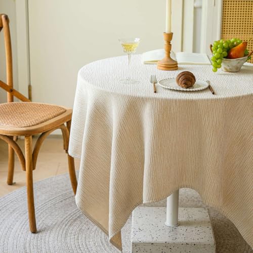 KLUOT Tischdecke 140 x 140 cm cremefarben Baumwoll-Leinen Quaste Tischdecken Dauerhaft Kratzfest Tischtuch für Terrassen- und Couchtisc KLUOT Tischdecke 140 x 140 cm cremefarben Baumwoll-Leinen Quaste Tischdecken Dauerhaft Kratzfest Tischtuch für Terrassen- und Couchtisc von KLUOT