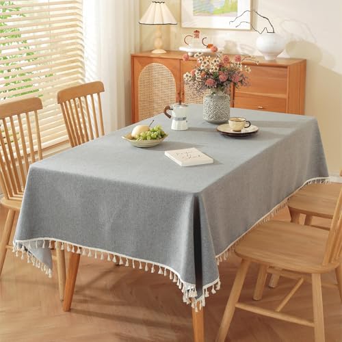 KLUOT Tischdecke 140 x 140 cm grau Quaste Baumwoll-Leinen Tischdecken Pflegeleicht Tischtuch für Party, Esszimmer, Küche KLUOT Tischdecke 140 x 140 cm grau Quaste Baumwoll-Leinen Tischdecken Pflegeleicht Tischtuch für Party, Esszimmer, Küche von KLUOT