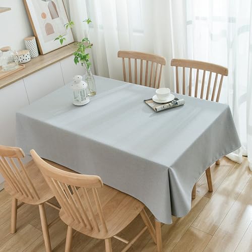 KLUOT Tischdecke 140 x 180 cm Baumwoll-Leinen Tischdecken Rechteckige Langlebig Tischtuch Hussen stehtische für Home Küche Speisetisch Dekoration Hellgrau von KLUOT