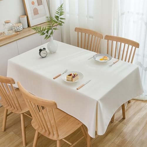 KLUOT Tischdecke 140 x 180 cm Baumwoll-Leinen Tischdecken Rechteckige Party Tischtuch Hussen stehtische für Home Küche Speisetisch Dekoration cremefarben von KLUOT