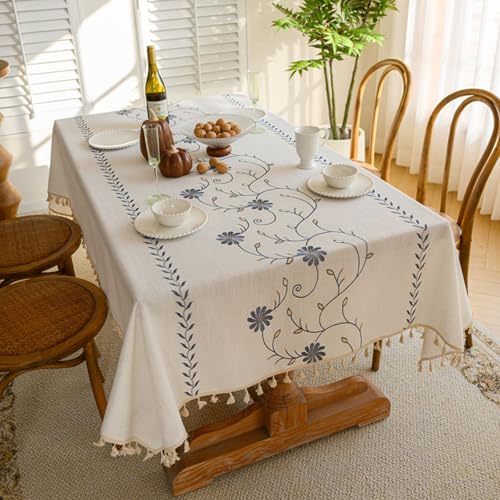 KLUOT Tischdecke 140 x 180 cm Blau Quaste Tischdecken Baumwolle Pflegeleicht, Langlebig Tischtuch und Tischdeko für Feste, Geburtstage, Hochzeiten oder den täglichen Gebrauch KLUOT Tischdecke 140 x 180 cm Blau Quaste Tischdecken Baumwolle Pflegeleicht, Langlebig Tischtuch und Tischdeko für Feste, Geburtstage, Hochzeiten oder den täglichen Gebrauch von KLUOT