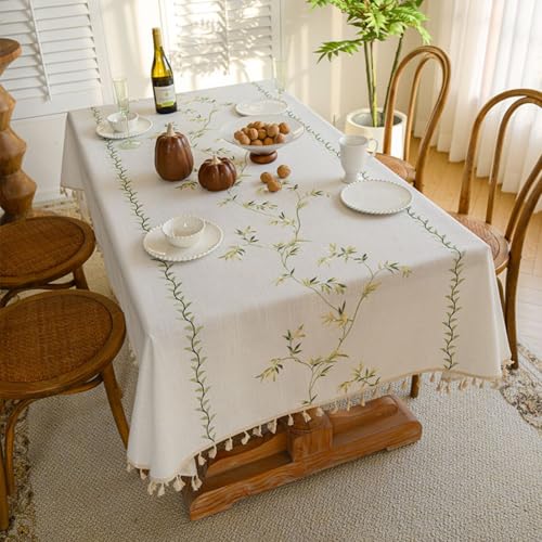 KLUOT Tischdecke 140 x 180 cm Grün Quaste Abwaschbar Tischtücher Baumwolle Leinen Tischdecken Outdoor Tischtuch Geeignet für Party Picknick Essen Garten KLUOT Tischdecke 140 x 180 cm Grün Quaste Abwaschbar Tischtücher Baumwolle Leinen Tischdecken Outdoor Tischtuch Geeignet für Party Picknick Essen Garten von KLUOT