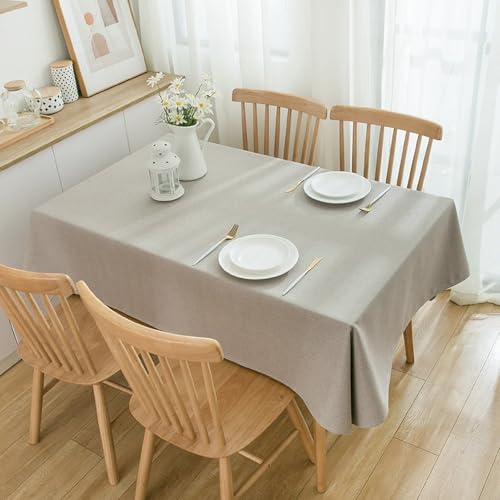 KLUOT Tischdecke 140 x 200 cm Baumwoll-Leinen Tischdecken Rechteckige Abwaschbare Tischtuch Hussen stehtische für Party Home Küche Dekoration Helles Khaki von KLUOT