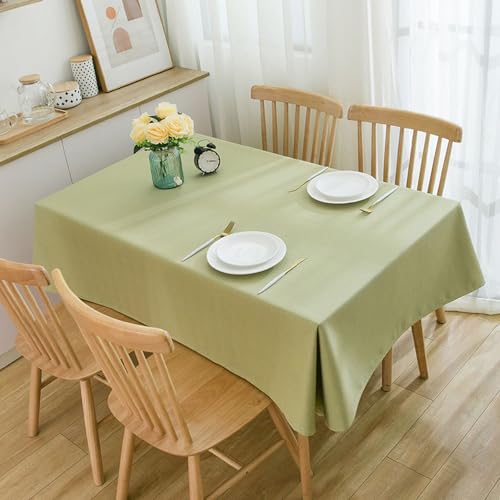 KLUOT Tischdecke 140 x 200 cm Baumwoll-Leinen Tischdecken Rechteckige Staubdicht Tischtuch Hussen stehtische für Party Home Küche Dekoration Hellgrün von KLUOT