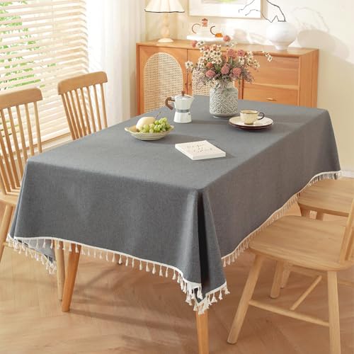 KLUOT Tischdecke 140 x 220 cm Dunkelgrau Quaste Baumwoll-Leinen Tischdecken Dauerhaft Kratzfest Tischtuch für Outdoor, Camping KLUOT Tischdecke 140 x 220 cm Dunkelgrau Quaste Baumwoll-Leinen Tischdecken Dauerhaft Kratzfest Tischtuch für Outdoor, Camping von KLUOT