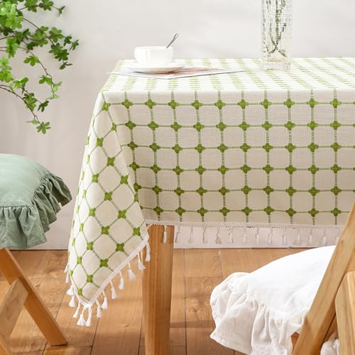KLUOT Tischdecke 140 x 220 cm Grün Quaste Abwaschbar Tischtücher Baumwolle Leinen Tischdecken Outdoor Tischtuch Geeignet für Party Picknick Essen Garten KLUOT Tischdecke 140 x 220 cm Grün Quaste Abwaschbar Tischtücher Baumwolle Leinen Tischdecken Outdoor Tischtuch Geeignet für Party Picknick Essen Garten von KLUOT
