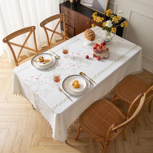 KLUOT Tischdecke 140 x 220 cm Grün Quaste Baumwoll Leinen Tischdecken für Tischbedeckung für Küche Esstisch Dekoration KLUOT Tischdecke 140 x 220 cm Grün Quaste Baumwoll Leinen Tischdecken für Tischbedeckung für Küche Esstisch Dekoration von KLUOT