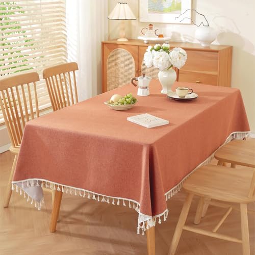 KLUOT Tischdecke 140 x 220 cm orange Baumwoll-Leinen Quaste Tischdecken Abwaschbare Tischtuch zur Verbesserung der Essatmosphäre im Innen- und Außenbereich KLUOT Tischdecke 140 x 220 cm orange Baumwoll-Leinen Quaste Tischdecken Abwaschbare Tischtuch zur Verbesserung der Essatmosphäre im Innen- und Außenbereich von KLUOT