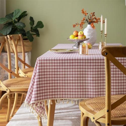KLUOT Tischdecke 140 x 240 cm Baumwoll-Leinen Tischdecken Rechteckige Party Tischtuch Hussen stehtische für Party Picknick Essen Garten Rosa KLUOT Tischdecke 140 x 240 cm Baumwoll-Leinen Tischdecken Rechteckige Party Tischtuch Hussen stehtische für Party Picknick Essen Garten Rosa von KLUOT