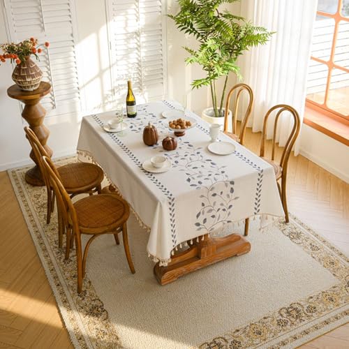 KLUOT Tischdecke 140 x 240 cm Blau Quaste Abwaschbar Tischtücher Baumwolle Leinen Tischdecken Outdoor Tischtuch Geeignet für Party Picknick Essen Garten KLUOT Tischdecke 140 x 240 cm Blau Quaste Abwaschbar Tischtücher Baumwolle Leinen Tischdecken Outdoor Tischtuch Geeignet für Party Picknick Essen Garten von KLUOT
