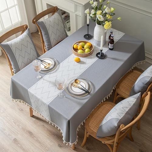KLUOT Tischdecke 140 x 260 cm Baumwoll-Leinen Tischdecken Rechteckige Bügelfreie Tischtuch Quaste Tischwäsche für Party Home Küche Dekoration grau KLUOT Tischdecke 140 x 260 cm Baumwoll-Leinen Tischdecken Rechteckige Bügelfreie Tischtuch Quaste Tischwäsche für Party Home Küche Dekoration grau von KLUOT