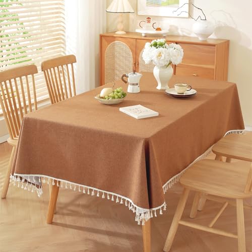 KLUOT Tischdecke 140 x 300 cm braun Baumwoll-Leinen Quaste Tischdecken Abwaschbare Tischtuch für Picknick im Freien, Party, Abendessen KLUOT Tischdecke 140 x 300 cm braun Baumwoll-Leinen Quaste Tischdecken Abwaschbare Tischtuch für Picknick im Freien, Party, Abendessen von KLUOT