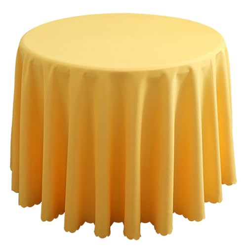 KLUOT Tischdecke 160 cm Abwaschbar Polyester Tischdecken, Abwischbare Tafeldecke für Drinnen Draussen Garten Esszimmer Party und Festen Gelb von KLUOT