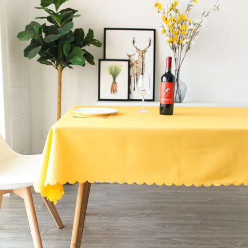 KLUOT Tischdecke 220 x 220 cm Gelb Polyester Abwaschbar Tischdeck FüR KüChe Essen Parteien von KLUOT