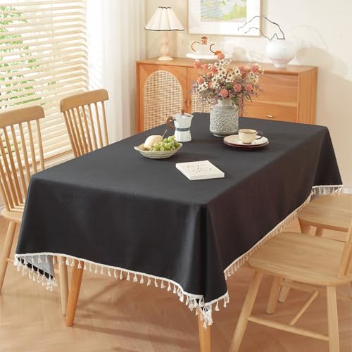 KLUOT Tischdecke 40 x 60 cm Schwarz Baumwoll-Leinen Quaste Tischdecken Pflegeleicht Tischtuch für Picknick im Freien, Party, Abendessen KLUOT Tischdecke 40 x 60 cm Schwarz Baumwoll-Leinen Quaste Tischdecken Pflegeleicht Tischtuch für Picknick im Freien, Party, Abendessen von KLUOT