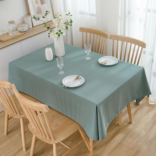 KLUOT Tischdecke 90 x 140 cm Baumwoll-Leinen Tischdecken Rechteckige Lichtecht Tischtuch Hussen stehtische für Home Küche Speisetisch Dekoration Grün von KLUOT