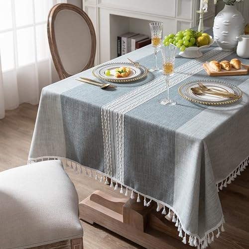 KLUOT Tischdecke 90 x 140 cm Baumwoll-Leinen Tischdecken Rechteckige Party Tischtuch Quaste Tischwäsche für Feste, Geburtstage, Hochzeiten oder den täglichen Gebrauch Grau KLUOT Tischdecke 90 x 140 cm Baumwoll-Leinen Tischdecken Rechteckige Party Tischtuch Quaste Tischwäsche für Feste, Geburtstage, Hochzeiten oder den täglichen Gebrauch Grau von KLUOT