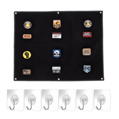 Hshenjhu Klettwand Patchwand, Klett Wand Patch Anzeigetafel,Klett Wand,Taktische Patch Display Tafel mit Ösen,Faltba Kletttafel Patches mit 6 Stück Haken,(Schwarz,60 x 45 cm) von KLVGTIFS